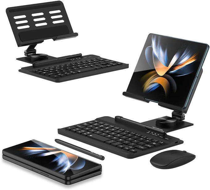 for Samsung Galaxy Z Fold 7/6/5/4/3 Adjustable Stand for Desk, Fully Foldable & Portable Keyboard Stand, Office Mobile Phone Stand Holder with Capacitor Pen and Bluetooth Mouse & Keyboard Set