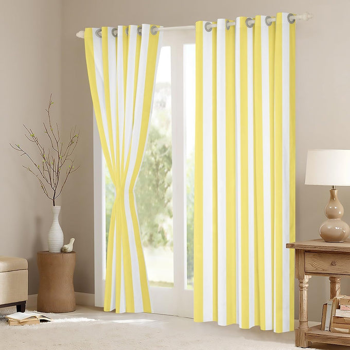 Feelyou Yellow White Striped Blackout Curtains Striped Darkening Drapes for Bedroom Living Room Decor Basic Simple Thermal Insulated Shades Geometric Window Treatments, 2 Panels 52 x 90 Inch