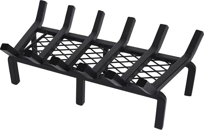 24 Inch Fireplace Grate with Ember Retainer,Cast Iron Fireplace Log Grate,Fireplace Log Holder,Heavy Duty Solid Steel Fireplace Wood Holder,Wood Stove Wrought Rack for Indoor Hearth Outdoor Fireplace