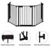 Costzon Baby Safety Gate, 121 Inch Length 5 Panel Adjustable Wide Fireplace Fence, BBQ Metal Fire Screen Gate, Pet Isolation Fence with Walk-Through Door, Freestanding Pets Gate