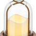 16" High Versatile Vintage Brass Metal Candle Holder with Handmade Sturdy Glass Dome and Natural Wooden Base for Pillar Candle & Plants, Industrial, Farmhouse, Shabby Chic, Display Cloche Bell Jars