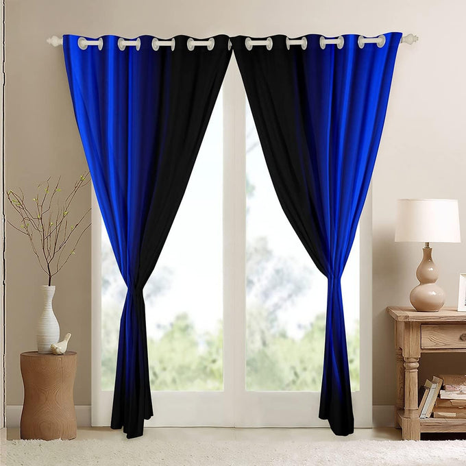 Feelyou Geometric Abstract Ombre Window Curtains for Bedroom Living Room Kids Teens Dark Blue and Black Striped Curtains Decor Modern Fashion Window Drapes Treatments 52W X 84L,2 Panels
