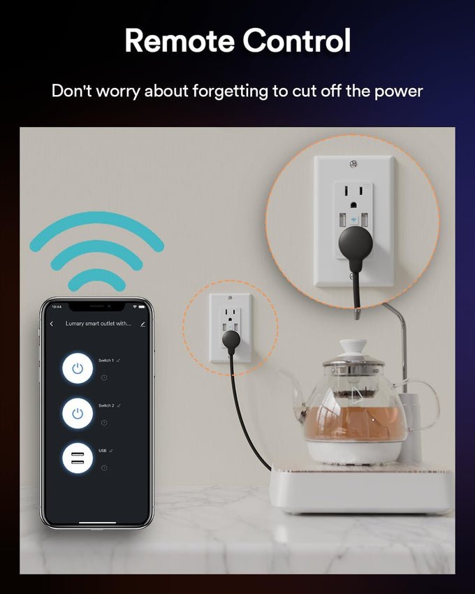 Lumary Smart Outlet with 2 USB Ports, 2 AC Outlets with Individual Control