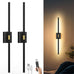 iThird Battery Operated Wall Sconces Set of 2, 10000mAh, Black