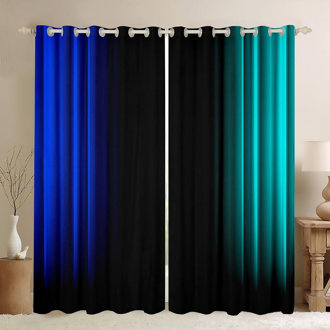 Feelyou Geometric Abstract Ombre Window Curtains for Bedroom Living Room Kids Teens Dark Blue and Black Striped Curtains Decor Modern Fashion Window Drapes Treatments 52W X 84L,2 Panels