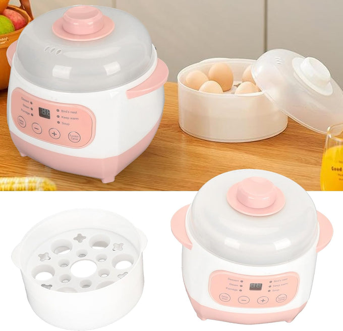 Electric Stew Pot, Dry Burning Prevention Ceramic Lining Smart Soup Cooker for Home Kitchen (US Plug 110V)