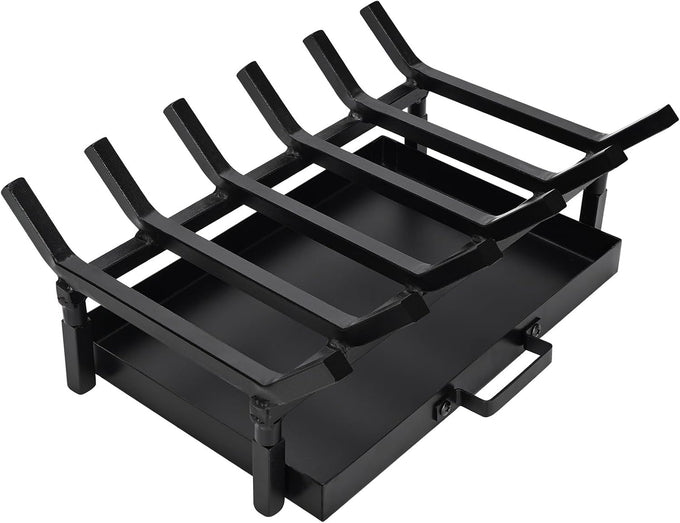 Fireplace Grate with Ash Pan & Log Holder, 20 inch