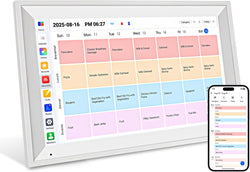 15.6" Smart Digital Wall Calendar, 1920 * 1080P Touchscreen Electronic Wall Planner, Family Schedule Organizer Digital Photo Frame with Built-in 64GB Memory, White