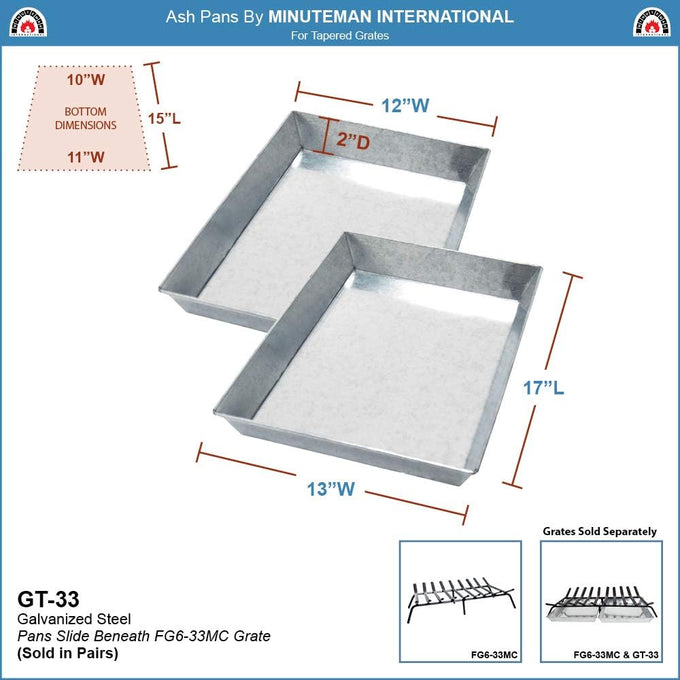 Minuteman International Ash Pan Set for 33" Fireplace Grates