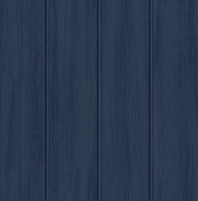Faux Wood Panel Prepasted Wallpaper (Naval Blue)