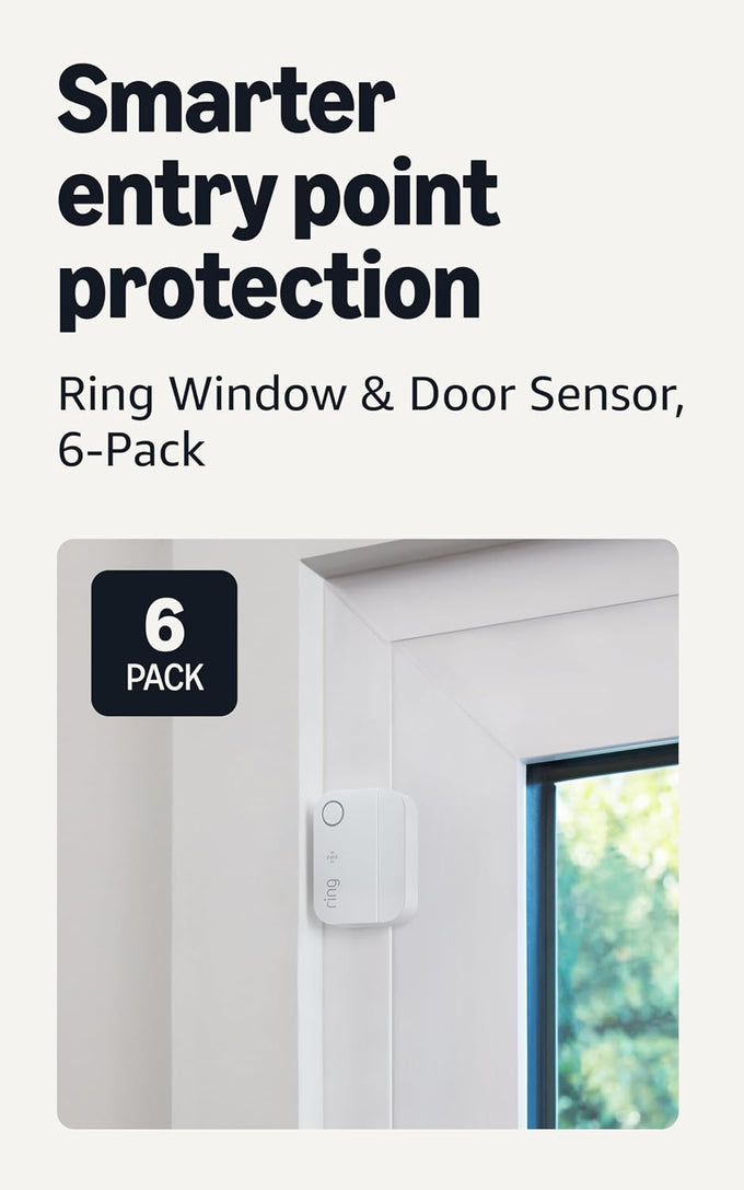 Ring Sensors: Window & Door Sensor (newest model) 6-pack – Instant notifications, on Amazon Sidewalk, Pro Monitoring available (sold separately)