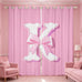 jejeloiu Pink Bowknot Blackout Curtain,(2 Panels,52 x 90 Inch),Gifts Women Teen Girl Initial Letter K Curtains for Bedroom Living Room,Girly Romantic Blackout Curtains,Window Treatments