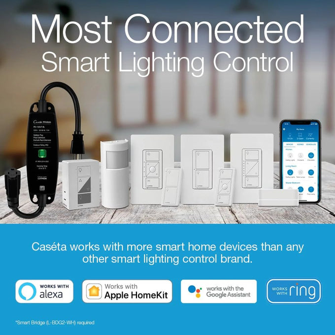 Lutron Caseta Smart Switch Starter Kit; Smart Light Switch, Hub & Wallplate