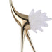 suruim Elegant Gold Crane Bird Statues with Crystal Tail Accents, Decorative Brass Figurines for Home Decor (White B)