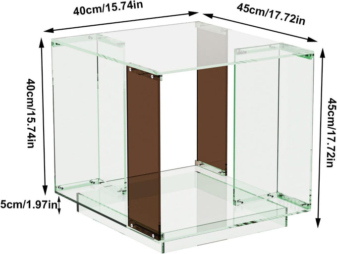 Acrylic End Table Square: 2-Tier Nightstand Desk Clear Green Brown