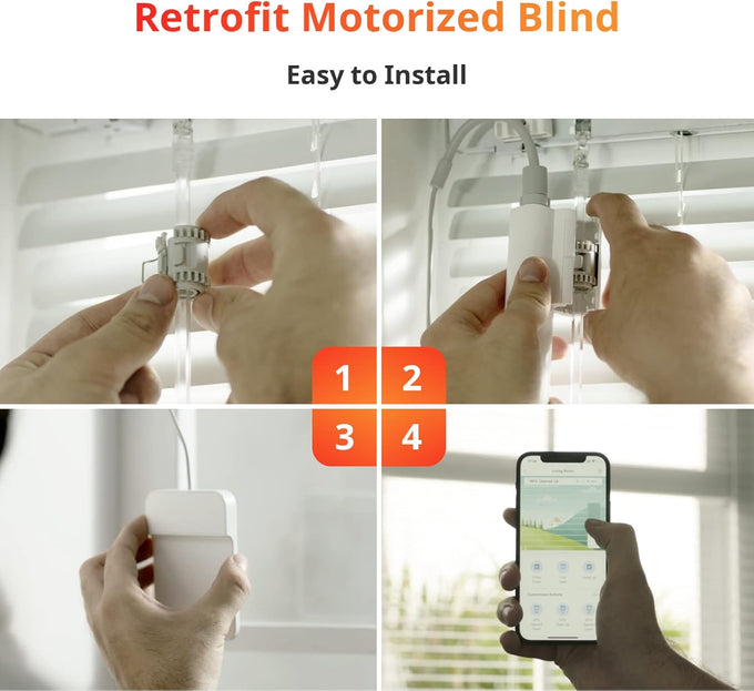 SwitchBot Blind Tilt Motorized Blinds - Smart Electric Blinds, Automatic Blind Opener and Closer, Solar Powered, Light Sensing Control, Add Hub Mini to Make it Compatible with Alexa & Google Home