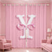 jejeloiu Pink Bowknot Blackout Curtain,(2 Panels,52 x 90 Inch),Gifts Women Teen Girl Initial Letter K Curtains for Bedroom Living Room,Girly Romantic Blackout Curtains,Window Treatments