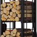 Fire Beauty Wrought Iron Firewood Log Rack with 4 Pcs Fireplace Tools Black