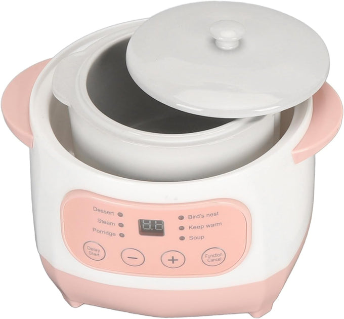 Electric Stew Pot, Dry Burning Prevention Ceramic Lining Smart Soup Cooker for Home Kitchen (US Plug 110V)