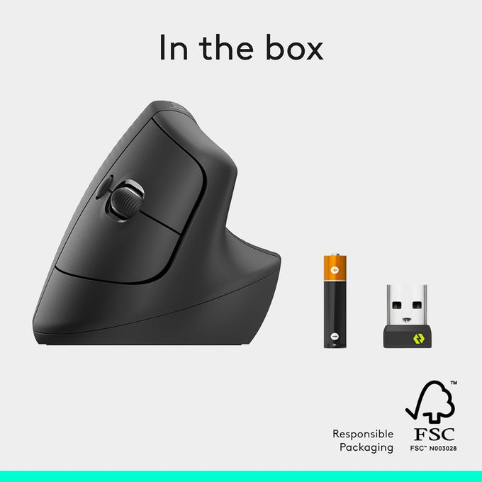 Logitech Lift Vertical Ergonomic Wireless Mouse - Graphite