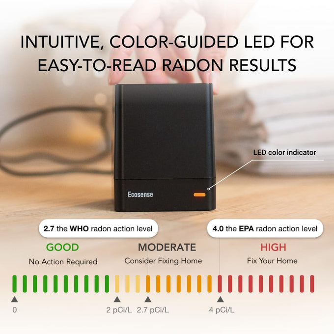 Ecosense Continuous Home Radon Monitor, Wi-Fi Connected, App Enabled, EQ100