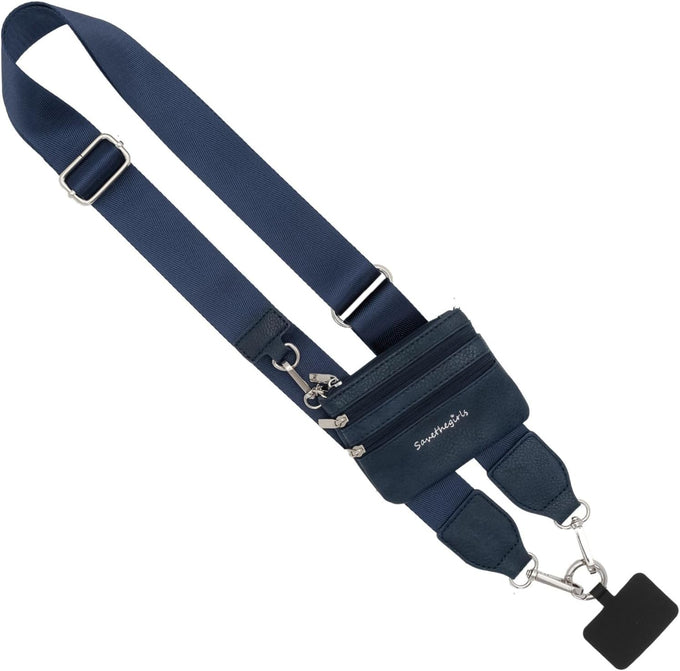 Save the Girls Clip & Go Phone Lanyard Crossbody Strap with Wallet, Navy