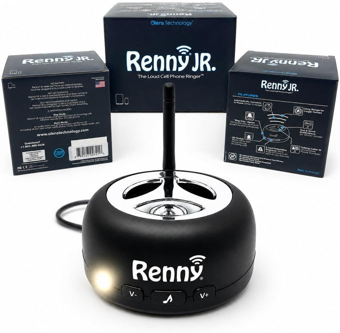 RENNY Loud Cell Phone Ringer Amplifier & LED Flasher, 117 dB, Bluetooth