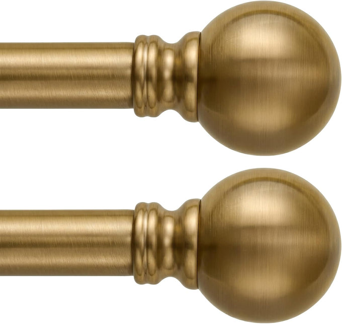 2 Pack Warm Gold Curtain Rods Double for Windows 72 to 144 Inch Extra Long