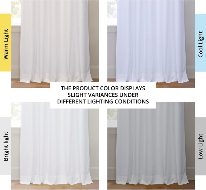 HPD Half Price Drapes Cotton True Blackout Curtains 108 inches Long Solid Thermal Insulated Window Treatment Curtain 50 X 108 (1 Panel), PRCT-BO09B-108, Whisper White