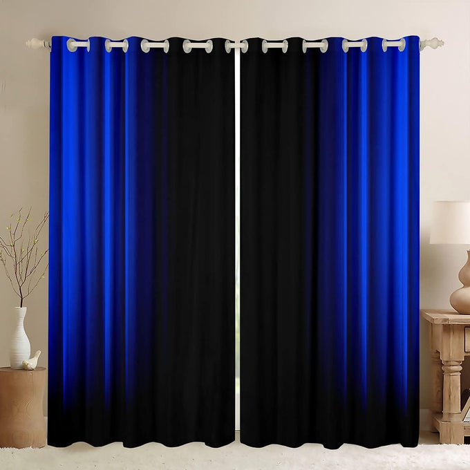 Feelyou Geometric Abstract Ombre Window Curtains for Bedroom Living Room Kids Teens Dark Blue and Black Striped Curtains Decor Modern Fashion Window Drapes Treatments 52W X 84L,2 Panels