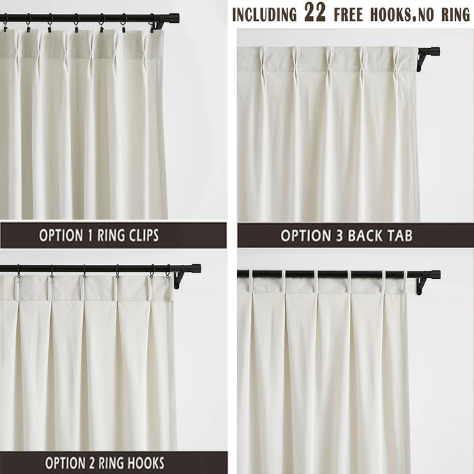 Kayne Studio Grayish White Velvet Pinch Pleated Back Tab Curtains 112 Inch