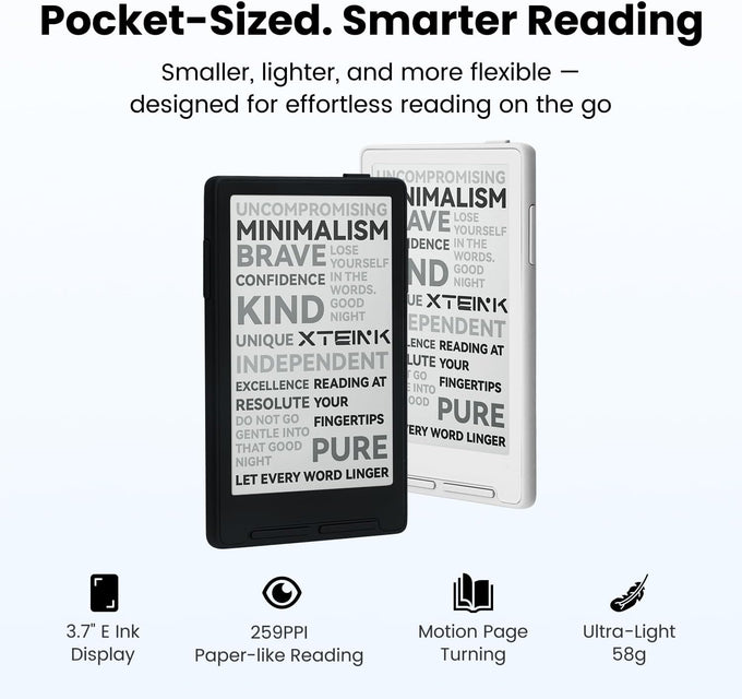 XTEINK X3 3.7" Pocket E-Ink eBook Reader, Space Black