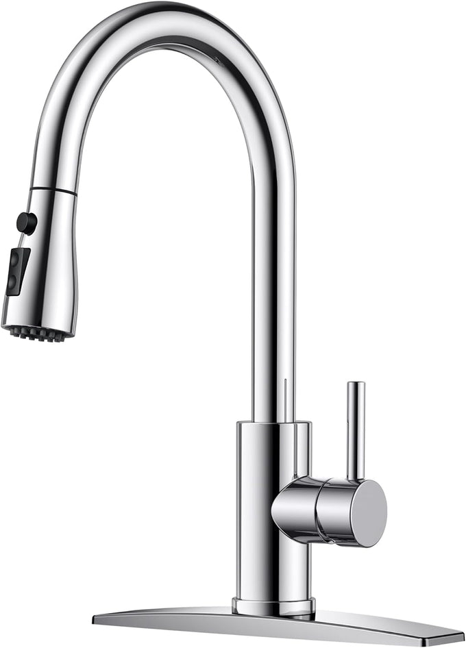 FORIOUS Black Touchless Kitchen Faucet with Soap Dispenser, Hands-Free