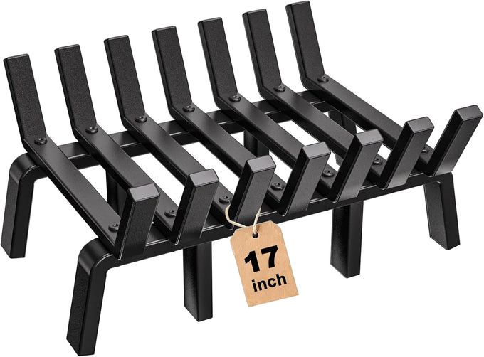 AMAGABELI GARDEN & HOME Fireplace Grate Log Holder 24 Inch Firewood Burning Rack Heavy Duty Wrought Iron Solid Steel for Chimney Hearth Fire Pit Outdoor Kindling Tools Wood Stove Accessories