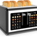 4 Slice Toaster Touch Screen, Stainless Steel Toasters Digital Timer, Dual Control Panel Toasters, 8 Shade Settings 6 Bread Types for Bagel, Cancel, Defrost 1650W Black