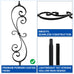5 Pack 44" Iron S Scroll Balusters for Staircase Interior, 1/2" Hollow Stair Balusters, Matte Black Metal Balusters, Easy to Cut & Install
