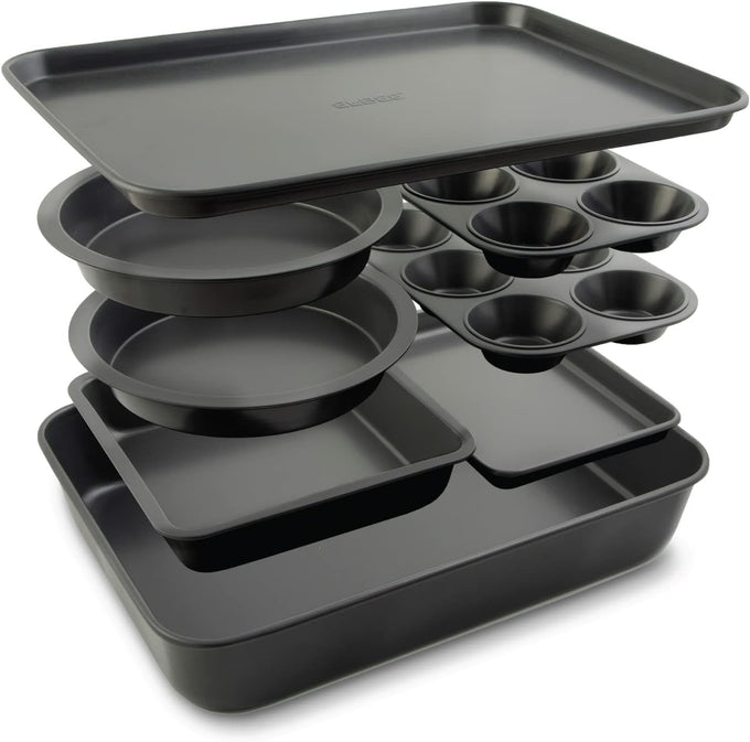 Elbee Home 8 Piece Nesting Bakeware Set, Nonstick Cookie Sheets and Tins