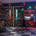 Castle Fairy Red Blue Sword Bedroom Decor Curtains,Sandbox Building Games Window Curtain,Kids Teens Pixelated Style Swords Window Treatment Grey Black Camo Blackout Drapes 2 Panels,52Wx90L