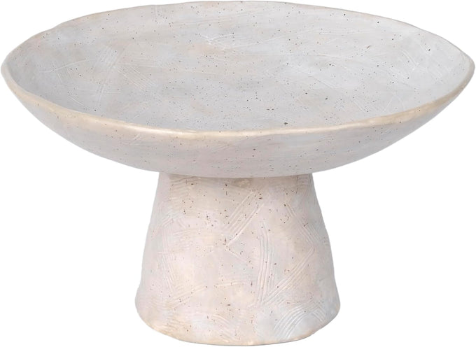 Shelf & Nook Ceramic Pedestal Bowl – Large Decorative Footed Bowl for Fruit, Keys, Entryway Table, Kitchen Island Centerpiece – Off-White Matte Stoneware, Modern French Farmhouse Decor