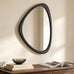 HOMECOOKIN 25 x 20 Asymmetrical Mirror, Irregular Wooden Wall Mirror for Bedroom, Living Room,Entryway– Mid-Century Modern Decorative Mirror, Solid Wood Frame, Pebble Shaped Design (Dark Brown)