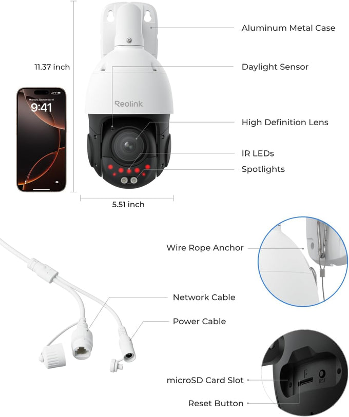REOLINK RLC-823S2 4K 16X Optical Zoom PoE Security Camera PTZ for Outdoor