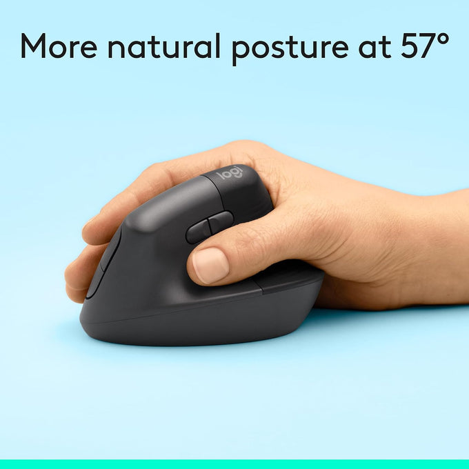 Logitech Lift Vertical Ergonomic Wireless Mouse - Graphite