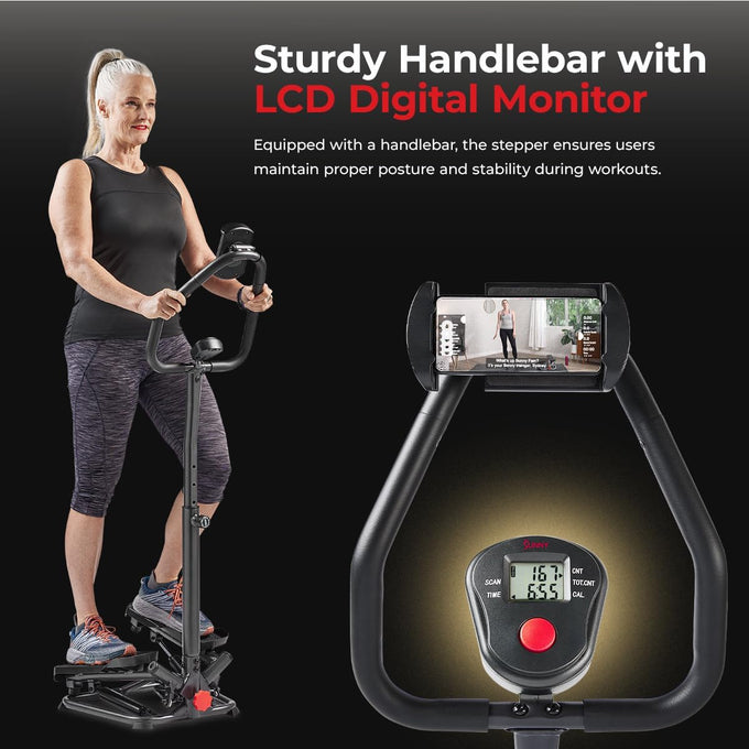 Sunny Health & Fitness Smart Twist Stair Stepper with Adjustable Handlebar