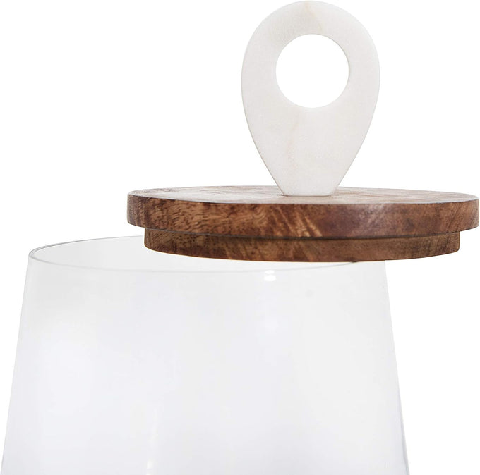 Bloomingville Small Clear Glass Jar with Mango Wood & Marble Lid
