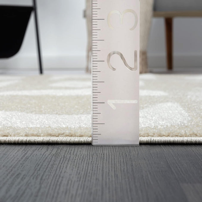 Abani Nuevo Collection Area Rug - Modern Geometric Beige/Cream Design - 4'x6' - Easy to Clean - Durable for Kids and Pets - Non-Shedding - Medium Pile - Soft Feel - for Living Room, Bedroom & Office