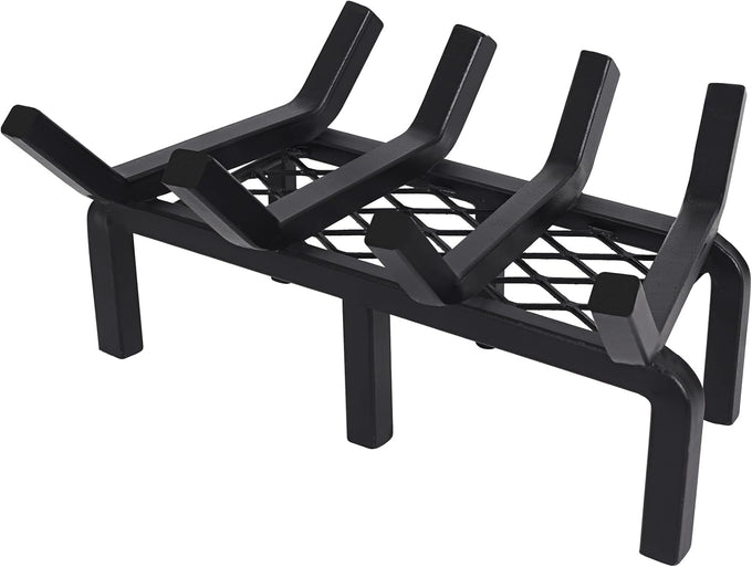 24 Inch Fireplace Grate with Ember Retainer,Cast Iron Fireplace Log Grate,Fireplace Log Holder,Heavy Duty Solid Steel Fireplace Wood Holder,Wood Stove Wrought Rack for Indoor Hearth Outdoor Fireplace