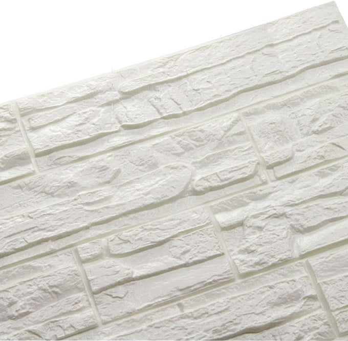 3D Wall Panels Peel and Stick Foam Brick Wallpaper, White, 12Pcs
