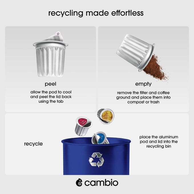 Cambio Roasters Light Roast Coffee Pods - Recyclable Aluminum Pods, 60ct
