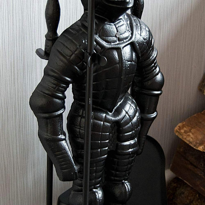 Lizh Metalwork Dark Knight Fireplace Tool Set,Black Cast Iron