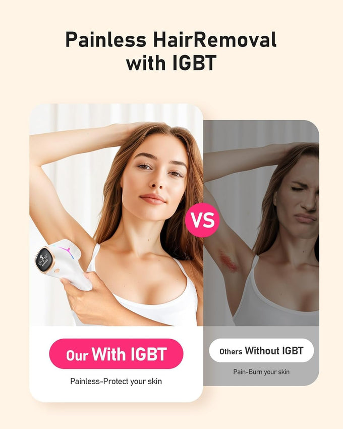 LYSMOSKI Laser Hair Removal for Women and Men, At-Home Use IPL Hair Removal Device with 5.2 cm² Treatment Window, Nearly Painless, Visible Results in 2 Weeks, Full Body Treatment in 8 Minutes, White